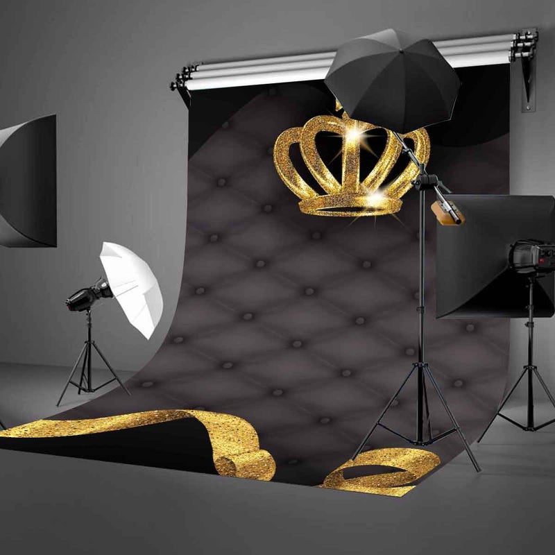 LYLYCTY 5x7ft Crown Backdrop Bling Crown Grey Sofa Photography Background and Studio Photography Backdrop Props LYGE813 - Image 2